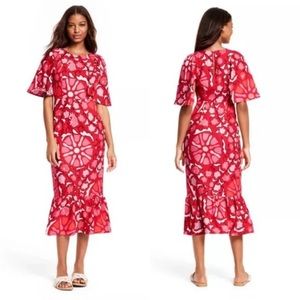 Rhode Zinnia x Target Floral Print Linen Blend Midi Dress Size 4